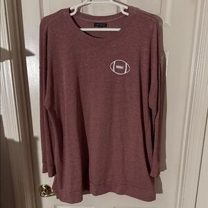 Lane Bryant Maroon 26/28 Long-Sleeve Tee with Football Logo